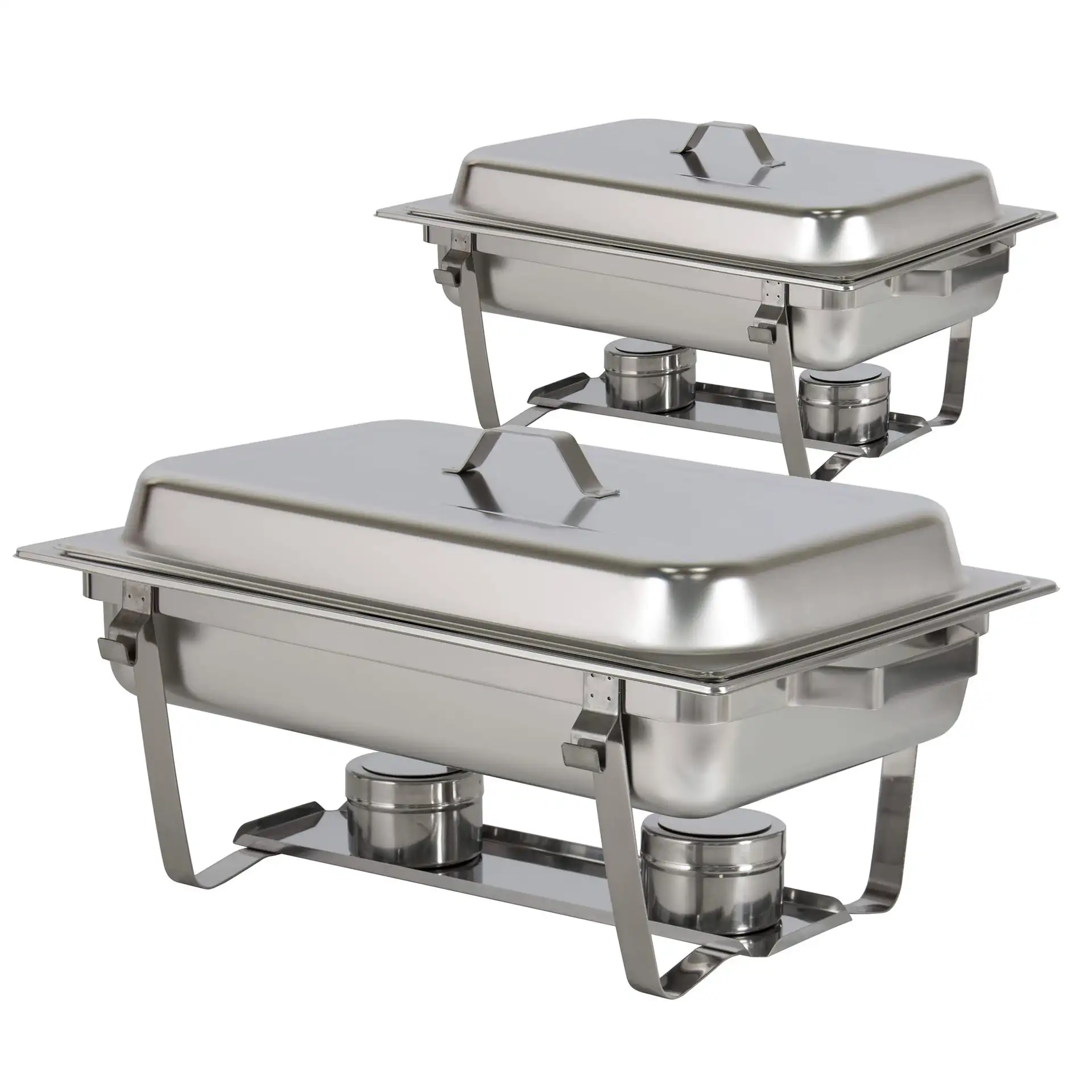 Dva nerezové chafing dish ohrevné pulty s vekom